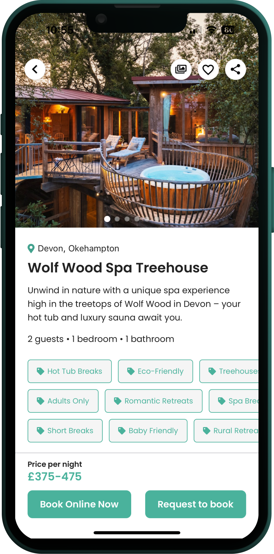 Mobile mockup of Coolstays app