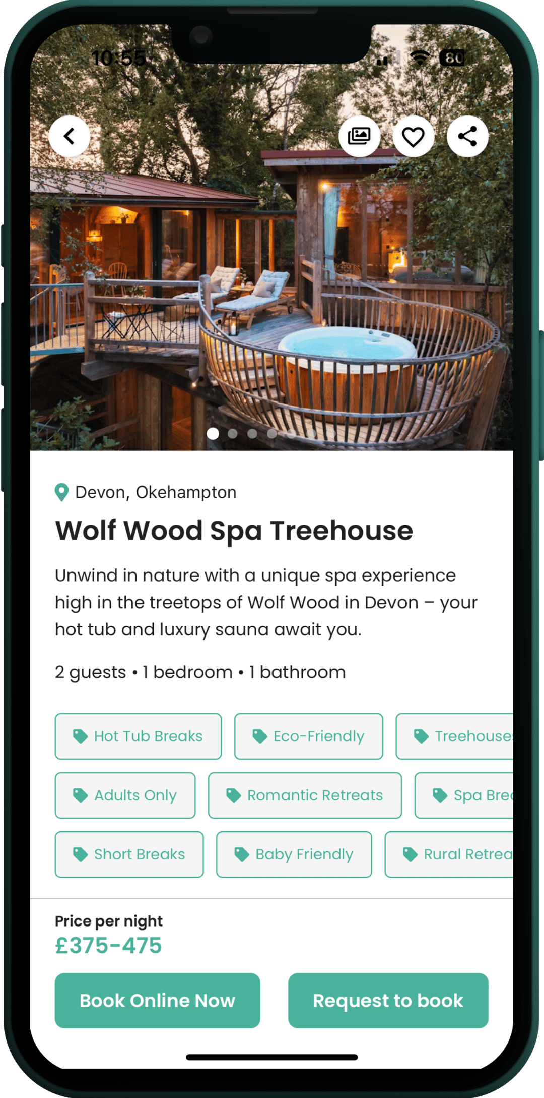 Mobile mockup of Coolstays app