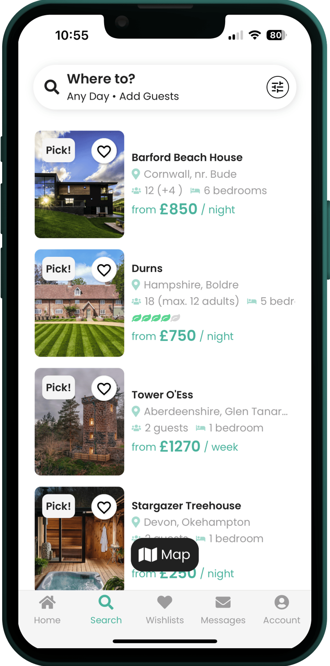 Mobile mockup of Coolstays app