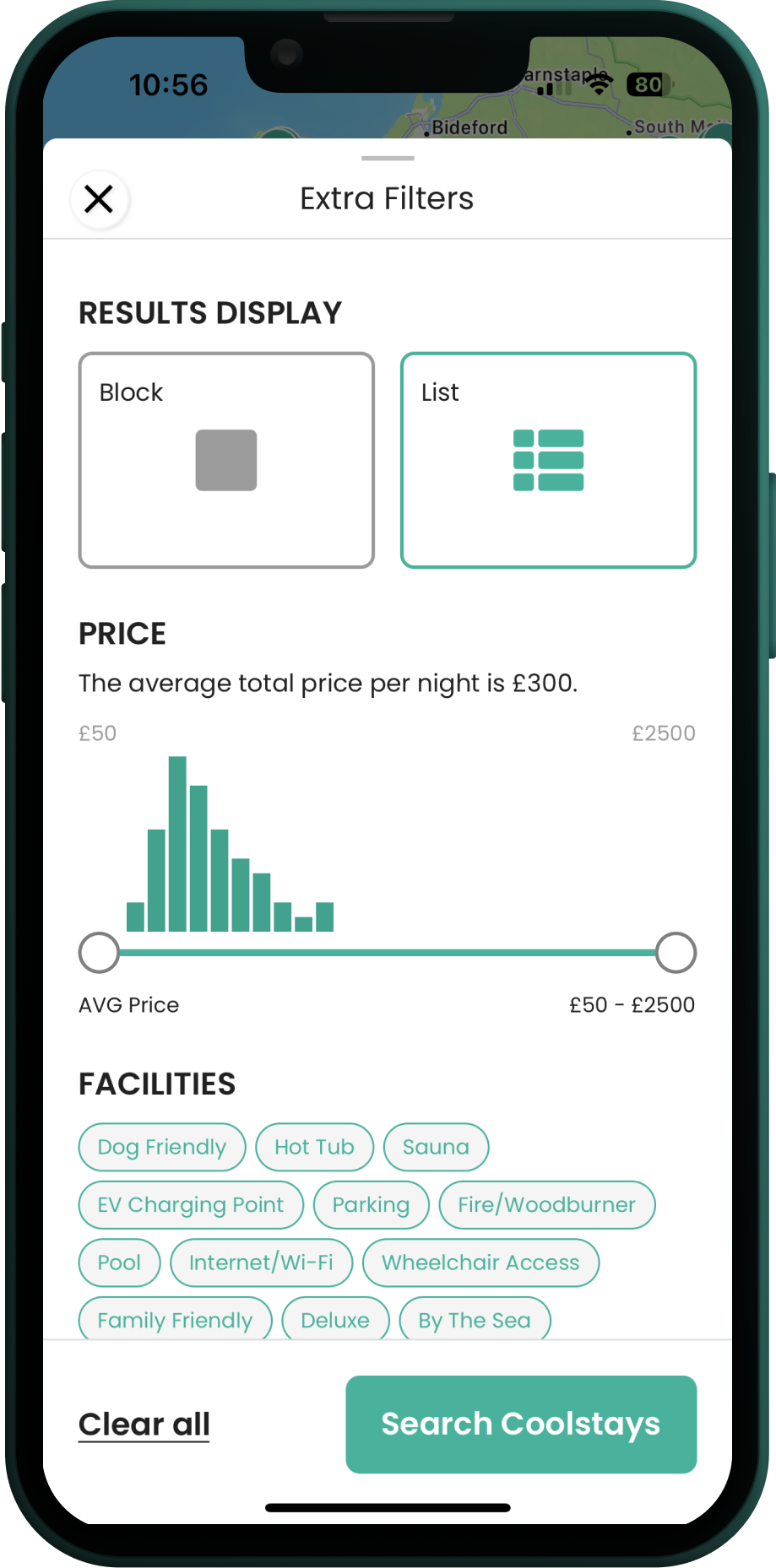 Mobile mockup of Coolstays app