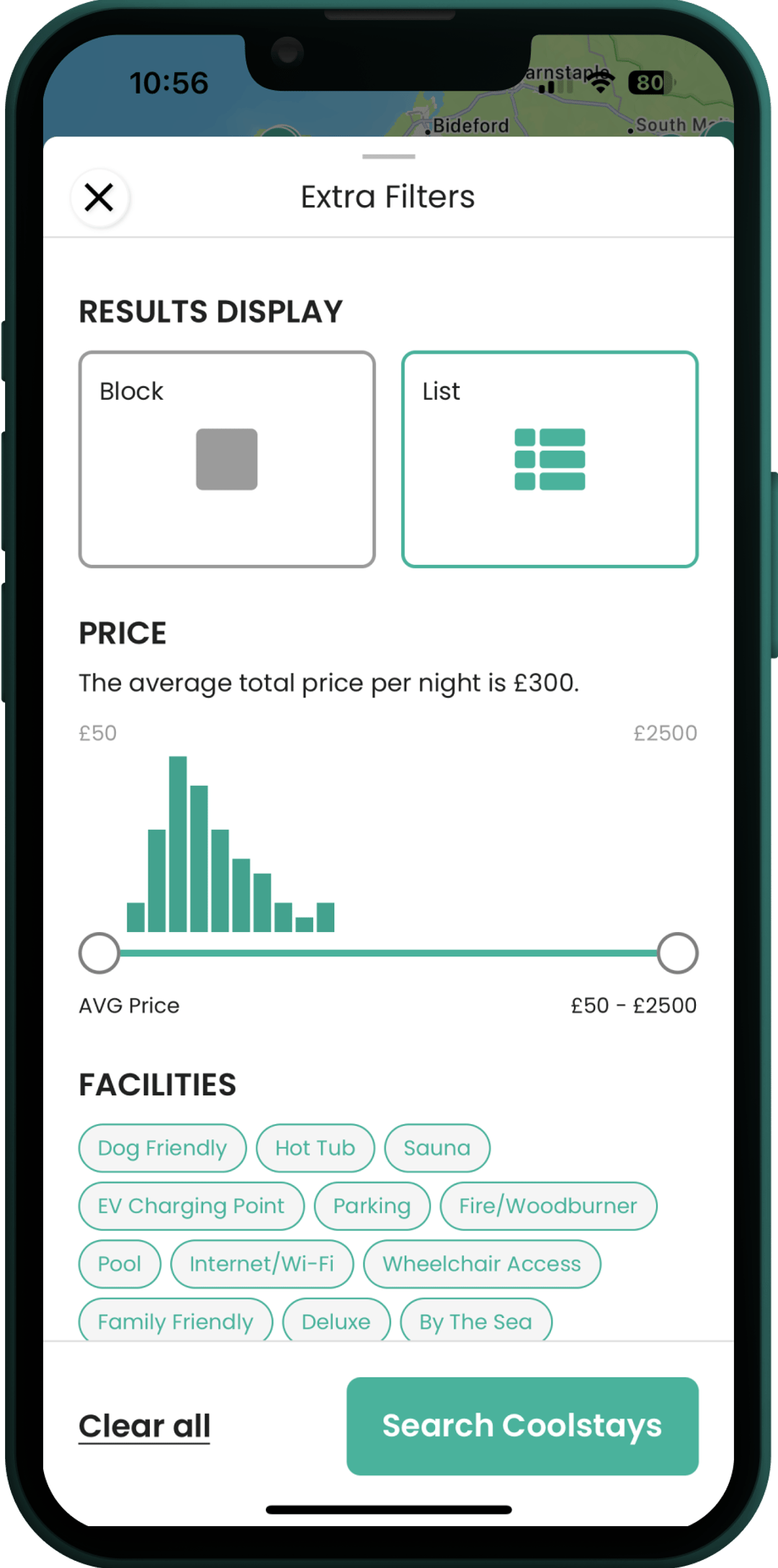 Mobile mockup of Coolstays app